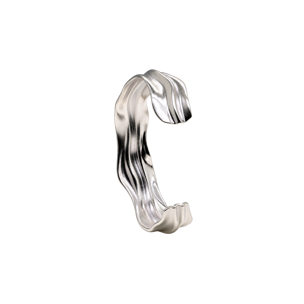 NESOI Silber Armspange – Breites Wellen Design Statement