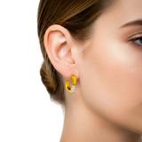 ANTIGONE Quadratische Goldohrringe mit Steinbesatz - 925 Silber