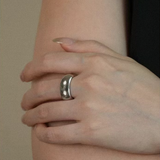 ALFY Silberner Bandring mit Gittermuster - 925 Silber