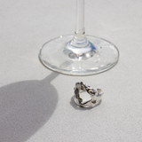 Bague hipster MEROY en argent avec trou, métal en fusion