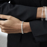 GABRIELLE Armband mit 3D Fischgrätenstruktur aus 925er Sterlingsilber