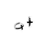 Boucles d'oreilles créoles croix SADIE en argent 925 et vernis noir
