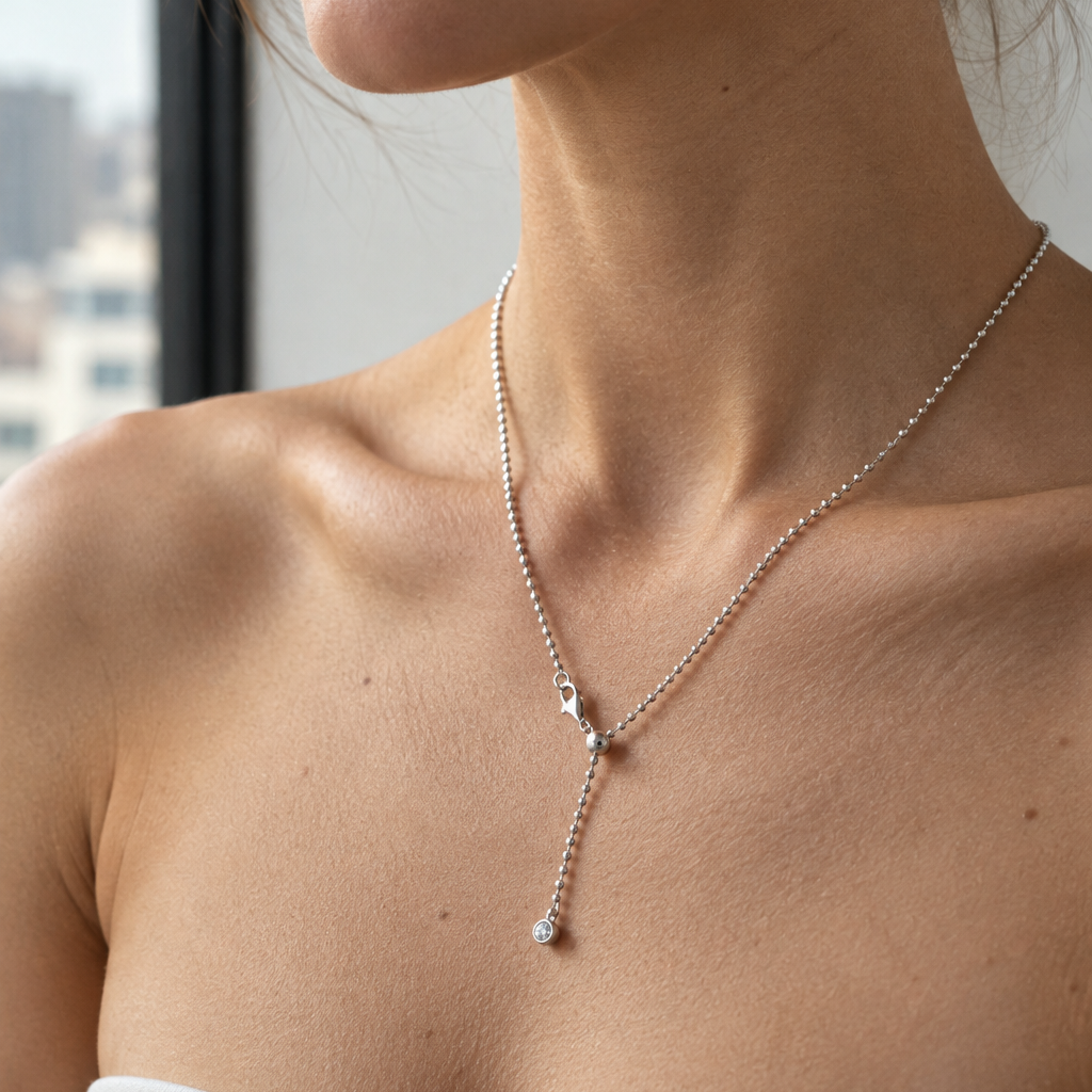 ALVINA Adjustable Y-Necklace in Silver - 925 Silver