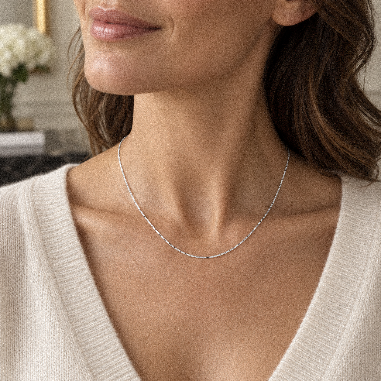 ALYSSA Slim women's necklace in 925 sterling silver, 410 mm