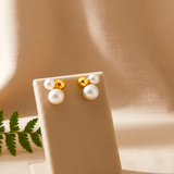 ANTONIA Drei Blasen Ohrstecker Goldkugel mit Perlen -925 Silber