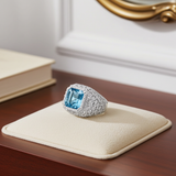 JANEY Sparkling S925 Silver Ring with Topaz and Zirconia Pavé