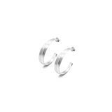 Boucles d'oreilles créoles doubles mates CATERINE pour femmes, argent 925