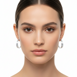 CATERINE Mattierte doppel Creolen für Damen, 925 Silber