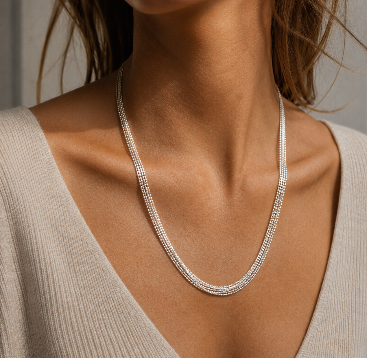 CONSTANCE Elegant ball chain, layered style, 550 mm