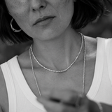 ADELE Extra Long Chip Necklace in 925 Sterling Silver