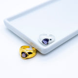 Bague chevalière LAKINA en argent massif avec pierre cœur violette, argent sterling