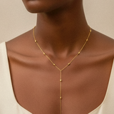 JOJOA Vergoldete Y-Kette aus 925 Silber – Dezente Halskette mit Kügelchen