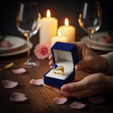 Bague FLORENCE en or en forme de cœur avec ouverture - Zirconium et lapis-lazuli