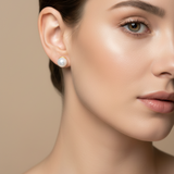 LYNN Gold Pearl Stud Earrings - 925 Silver