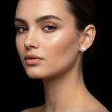 LYNN Gold Pearl Stud Earrings - 925 Silver