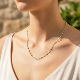 PATRICIA Gold Necklace with Amazonite Gemstone - 925 Silver