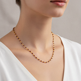 ANITA Gold Necklace with Red Garnet Stones - 925 Silver