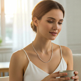 Chaîne à billes facettées ADITI en argent 925 finition scintillante, 550 mm