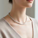 ATALANTA Collier ras-de-cou élégant à motif tressé, fait main