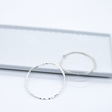CANDICE Large 925 Sterling Silver Hammered Hoop Earrings, 56 mm