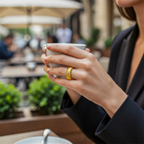 ALFY Goldener Bandring mit Gittermuster - 925 Silber