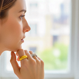 ALFY Goldener Bandring mit Gittermuster - 925 Silber