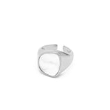 Bague chevalière large BLITTA en argent S925 avec incrustation de nacre