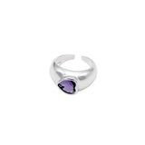 Bague chevalière LAKINA en argent massif avec pierre cœur violette, argent sterling
