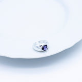 Bague chevalière LAKINA en argent massif avec pierre cœur violette, argent sterling