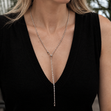 JAMOA Discreet Y ball chain with engraving pattern in silver made of 925 silver