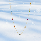 Collier long NOELLE en or avec pierres colorées - Argent 925