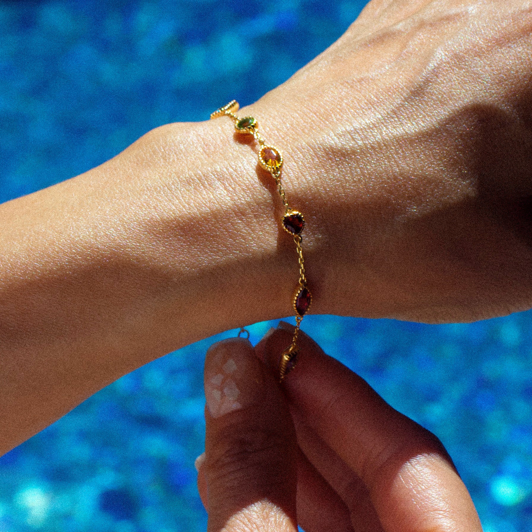 NOELLE Gold Bracelet with Colorful Stones - 925 Silver