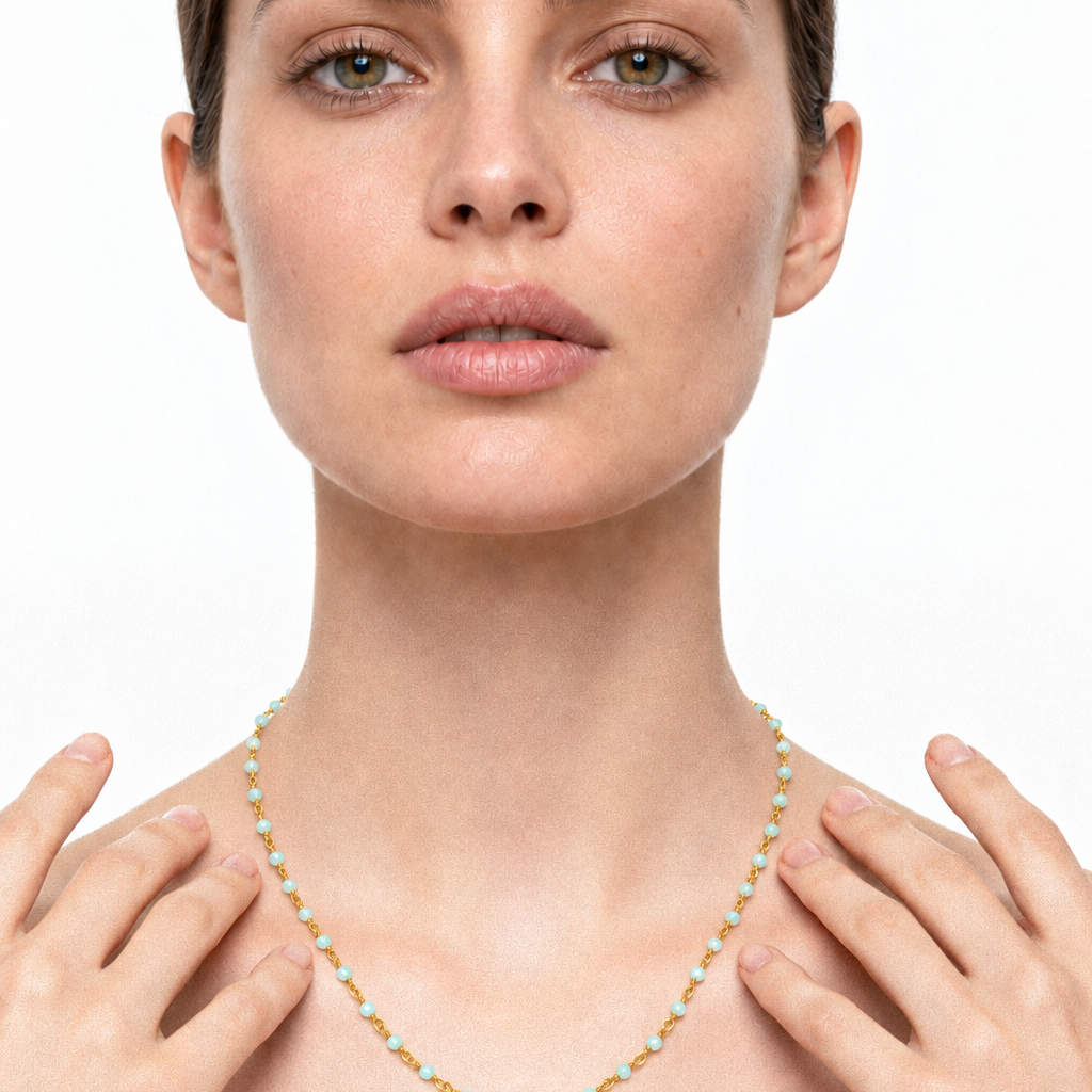 PATRICIA Gold Collier mit Edelstein Amazonit - 925 Silber