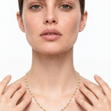 PATRICIA Gold Collier mit Edelstein Amazonit - 925 Silber