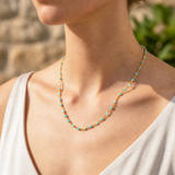 PATRICIA Gold Collier mit Edelstein Amazonit - 925 Silber