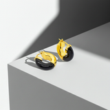 POPPY Créoles dorées avec onyx noir