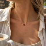 UNGUANA Gold Necklace with Red Garnet in 925 Sterling Silver