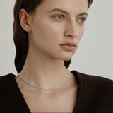 GABRIELLE S925 Feine Damenkette mit 3D Fischgrätenkonstruktion