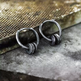 Boucles d'oreilles créoles noircies ALAN à 3 anneaux, style vintage